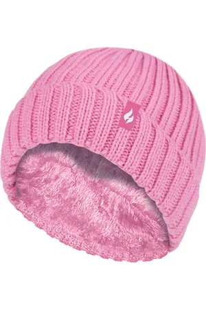 Heat Holders Girls Chunky Ribbed Thermal Winter Hat & Gloves Set - Fur - Size 7-10Y