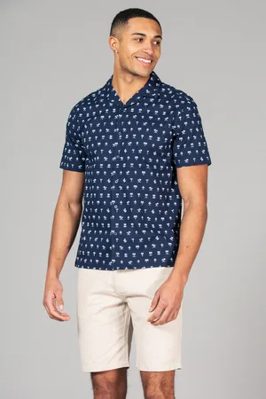 Kensington Eastside Mens Cotton Short Sleeve Button-Up Printed Shirt - Size Medium