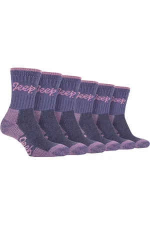 Jeep 6 Pair Multipack Ladies Cotton Breathable Padded Hiking Socks