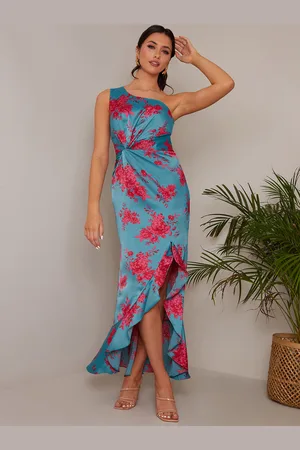 Chi Chi London Womens One Shoulder Floral Printed Midi Dress in - Size 8 UK