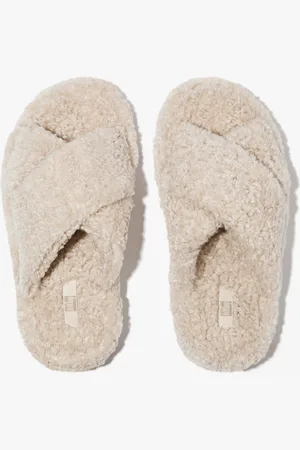 FitFlop IQUSHION D-LUXE Womens Cross Slides Milk Ice - - Size UK 6