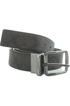 Coach Mens Harness Buckle Cut-To-Size Reversible Mahogany Belt - Leather - One Size