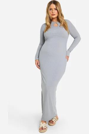 Boohoo Womens Plus Soft Rib Key Hole Maxi Dress - - Size 18 UK