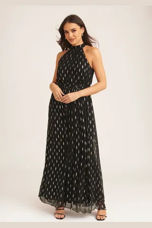 Gini London Womens Jacquard Halter Neck Maxi Dress - - Size 10 UK