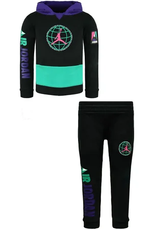 Nike Childrens Unisex Air Jordan Long Sleeve Pullover Stret Waist Kids Tracksuit DD2576 010 Cotton - Size 3-4Y