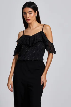 Quiz Womens Chiffon Cold Shoulder Top - Size 16 UK
