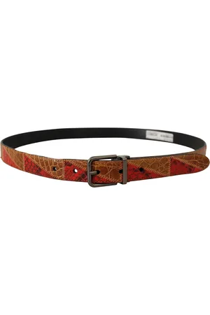 Dolce & Gabbana Mens Multicolor Exotic Vintage Chrome Buckle Belt - Leather - Size 90 cm