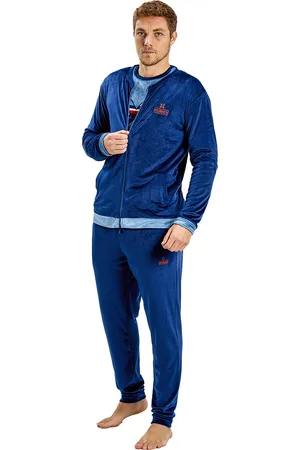 Munich Mens Long Sleeve Velvet Pajama Jacket MUDP0153 - - Size X-Large