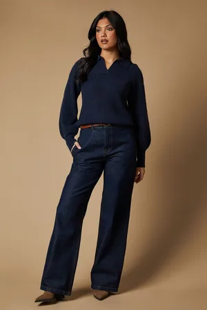 Oasis Womens Pointelle Stitch Yoke Collared Knitted Jumper - - Size Small
