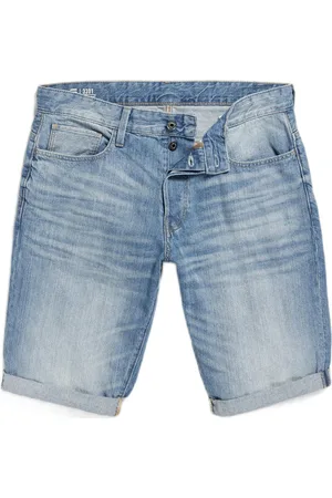 G-Star Mens GBG-Star RAW 3301 slim fit jeans short lt aged - Cotton - Size 33 (Waist)