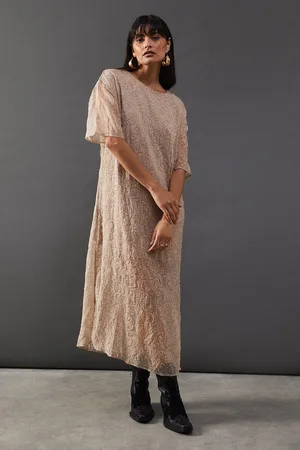 warehouse Womens Premium Tissue Organza Midaxi T-shirt Dress - - Size 8 UK