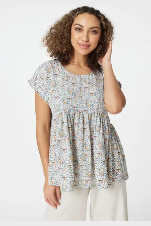 Izabel London Womens Multi Ditsy Floral Oversized Smock Top - Size 8 UK