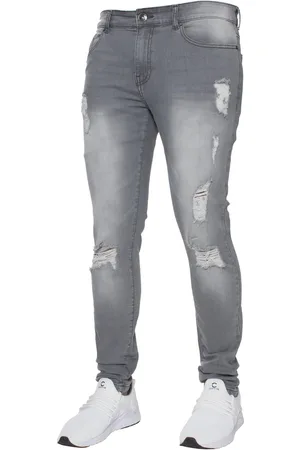 Enzo Mens Skinny Ripped Jeans - Cotton - Size 34 Short