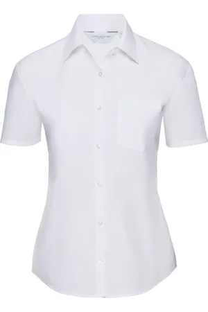Russell Athletic Collection Ladies/Womens Short Sleeve Poly-Cotton Easy Care Poplin Shirt - Size Small