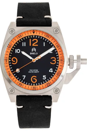 SHIELD Pascal Leather-Band Mens Diver Watch - Stainless Steel - One Size