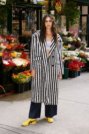 NASTY GAL Womens Striped Wool Look Coat - - Size 6 UK