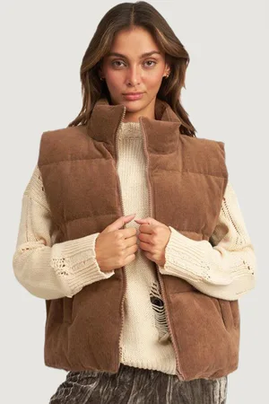 Azura Exchange Womens Corduroy Puffer Vest - - Size Small