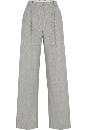 HUGO BOSS Womens Straight-Fit Trousers in Wool - Size 10 UK