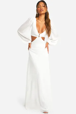 Boohoo Womens Chiffon Pearl Trim Maxi Dress - - Size 14 UK