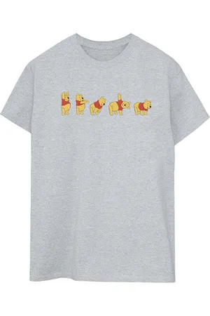 Disney Womens/Ladies Winnie The Pooh Stretching Cotton Boyfriend T-Shirt (Sports Grey) - - Size Large
