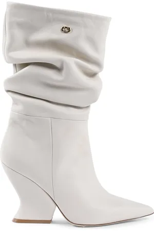 DEE OCLEPPO Womens Cady Boot - Short Off White - Leather - Size UK 8