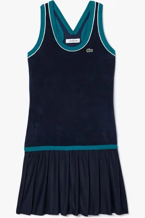 Lacoste Womens Slim-Fit Cross Back Terry Dress in Cotton - Size 14 UK