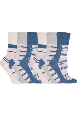 Gentle Grip Womens - 6 Pairs Ladies Non Elastic Socks - GG132 - Cotton - Size UK 4-8