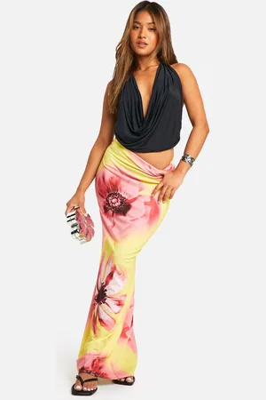 Boohoo Womens Petite Bold Floral Maxi Skirt - - Size 10 UK