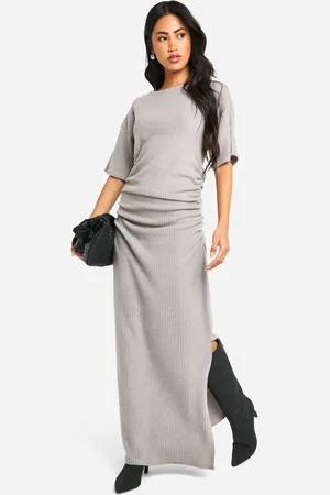 Boohoo Womens Brushed Rib Ruched Maxi Dress - - Size 14 UK