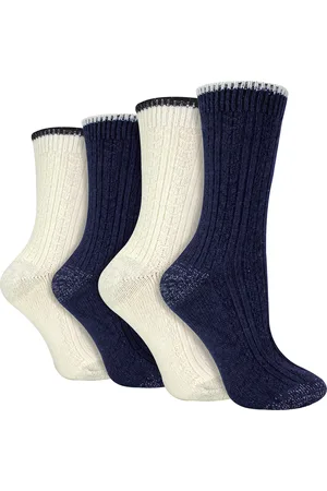 Wild Feet Womens 4 Pack Ladies Cable Knit Socks