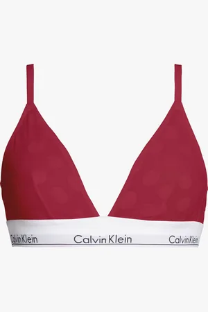 Calvin Klein UNLINED TRIANGLE XAT Womens Bra Rouge - - Size Large