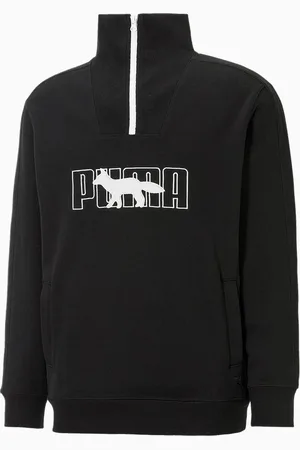 PUMA X Maison Kitsune Long Sleeve Mens Half Zip Black Sweatshirt 532322 01 - Cotton - Size Large