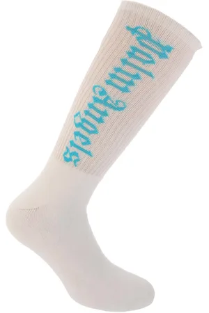 Palm Angels Mens Classic Logo Socks in blue Cotton - Size L/XL