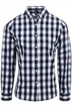 Premier Unisex Womens/Ladies Mulligan Check Long Sleeve Shirt Cotton - Size Small