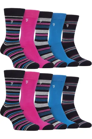 Farah Mens 10 Pair Multi-Pack Bright Bamboo Socks - - Size UK 6-11