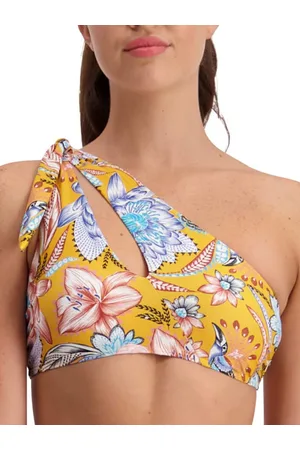Moontide Womens Sunshine Bloom Tie Shoulder Bikini Top Golden - Polyamide - Size X-Small