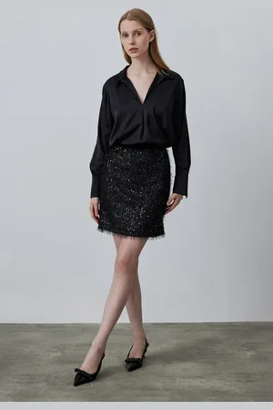 Gusto Womens Sequin Mini Skirt - - Size Large