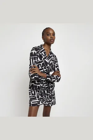 River Island Womens Wrap Mini Blazer Dress Print Satin - Size 10 UK