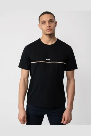 HUGO BOSS Unique Mens Stretch-Cotton Pyjama T-Shirt with Logo Print - - Size Large