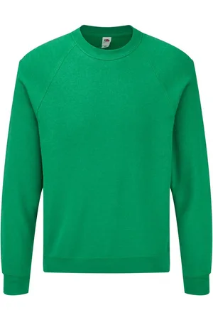 Fruit Of The Loom Mens Raglan Sleeve Belcoro Sweatshirt (Heather Green) - Cotton - Size Large