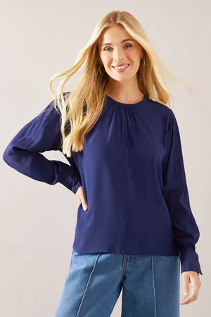 wallis Womens Petite Gathered Neck Blouse - Viscose - Size 12 UK