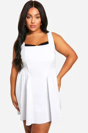 Boohoo Womens Plus Bengaline Milkmaid Mini Dress - Viscose - Size 16 UK