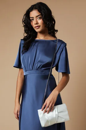 Oasis Womens Ruched Satin clutch Bag with Removable Shoulder Strap - - One Size