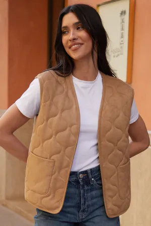 Threadbare Womens Onion Quilted Suedette Gilet - Size 12 UK