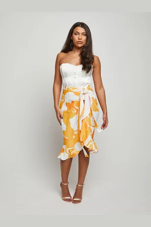 Chi Chi London Womens Ruffle Printed Wrap Midi Skirt in - Size 8 UK