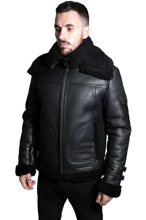Infinity Mens Retro Biker Sheepskin Jacket-Avignon - - Size 4XL