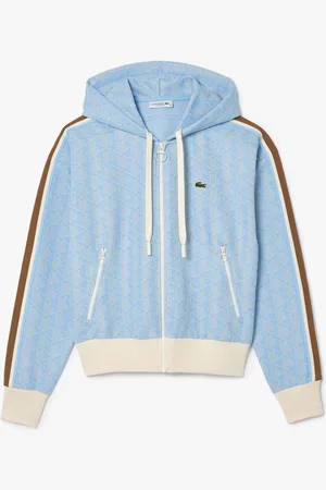 Lacoste Womens Jacquard Monogram Zip Hoodie in Multi colour - - Size 10 UK