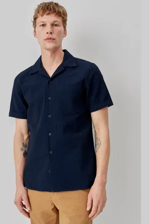 Oliver Sweeney Ravenshead Mens Cotton Seersucker Short Sleeved Shirt - - Size Medium