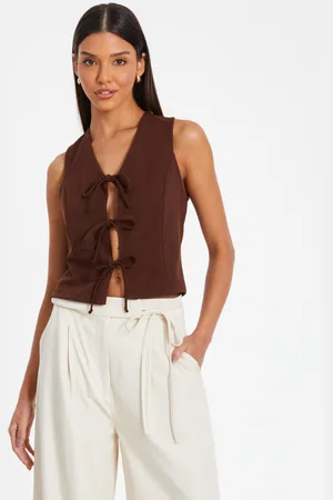 Quiz Womens Tie Up Sleeveless Waistcoat - Size 12 UK