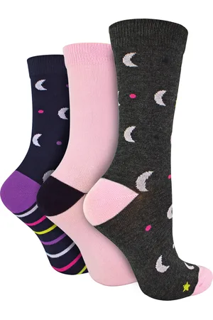 Wild Feet Womens Wild Feet - 3 Pack Ladies Breathable Patterned Bamboo Socks - H&T - - Size UK 4-6.5